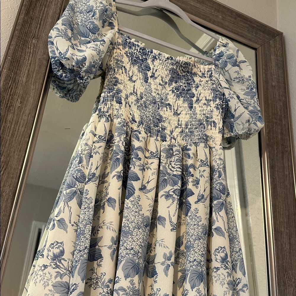 Morning Lavender Floral Blue Midi Dress - Picture 2 of 6